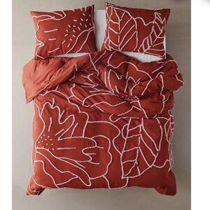 Queen boho tufted duvet and pillow covers